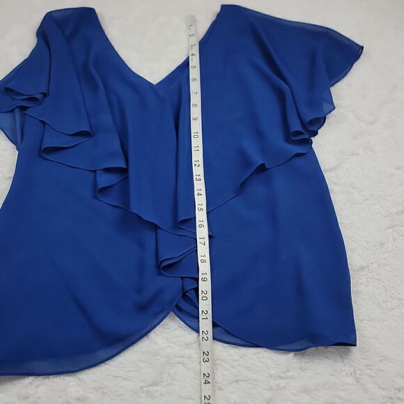 Max Studio Women's Layered Ruffle Sheer Top Blue Size Small - Picture 7 of 8